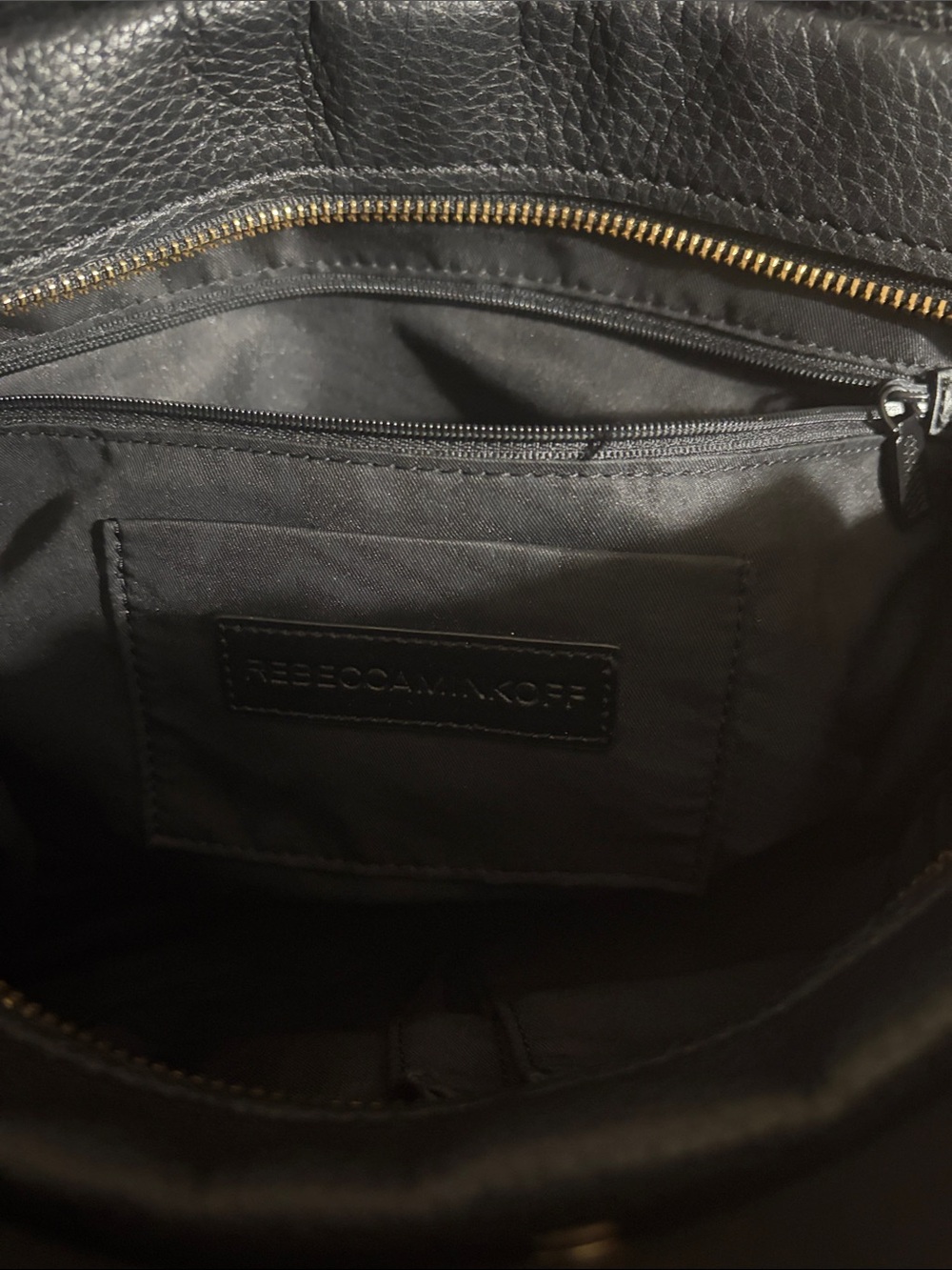 Rebecca Minkoff Pebbled Black Leather Handbag W/ Crossbody Strap & Gold Hardware - Picture 9 of 15